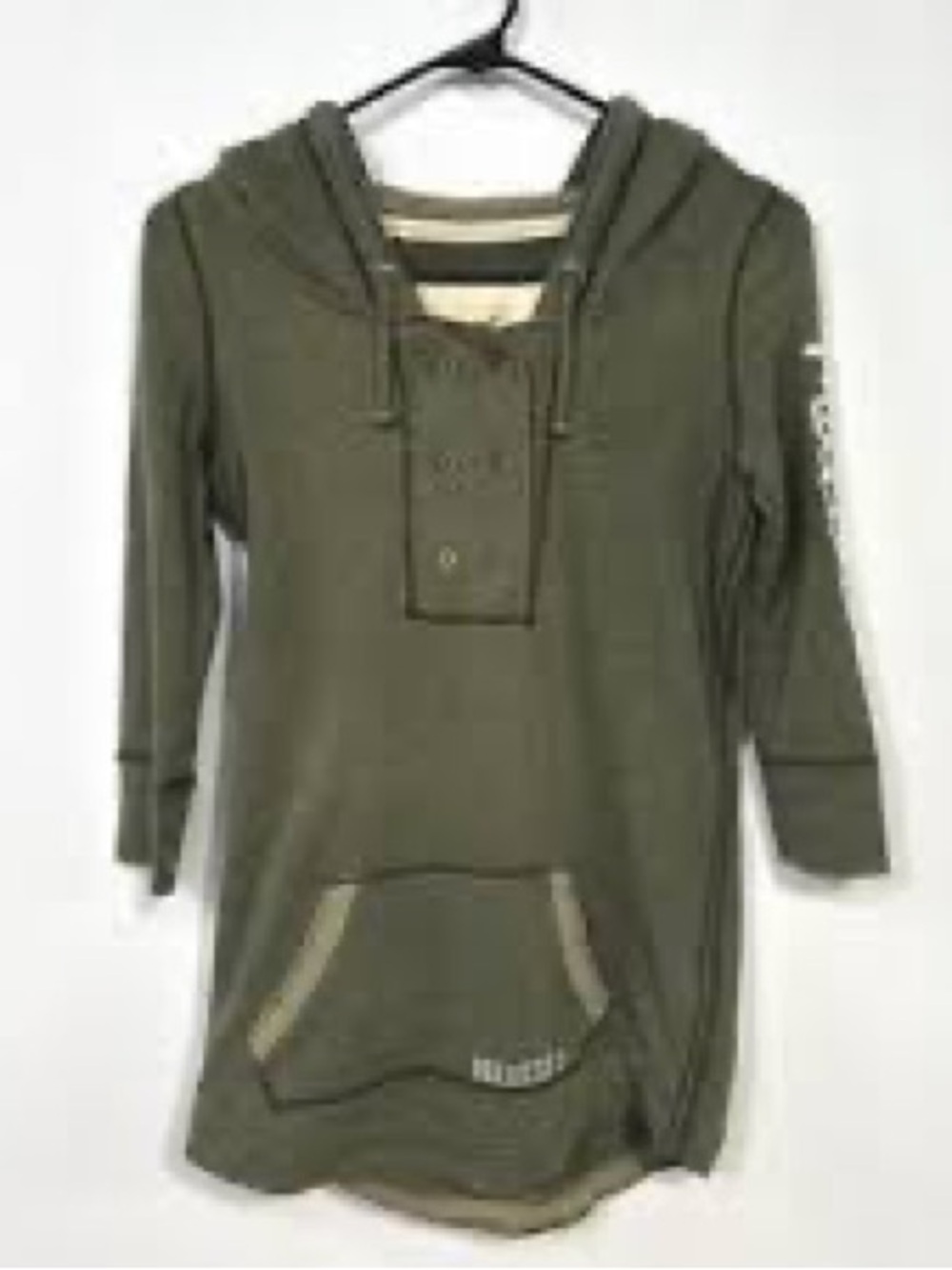Vintage Hollister Olive Green Hooded Pullover with Contrast Trim